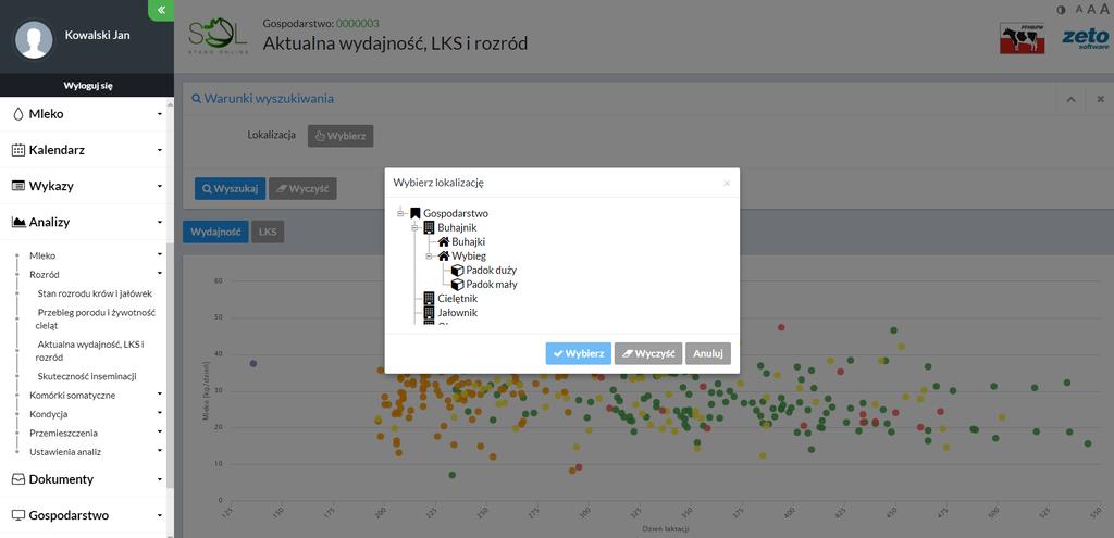 dokładnością do lokalizacji wystarczy wybrać miejsce klikając na szary przycisk [LOKALIZACJA] (pomarańczowa strzałka), a następnie kliknąć [WYSZUKAJ].