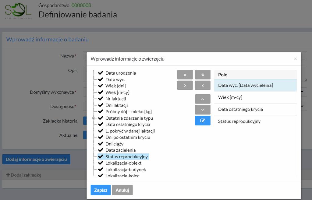 Jeżeli dodaliśmy już wszystkie informacje, przechodzimy do tworzenia zakładek. Pierwsza będzie zakładka "Diagnoza".