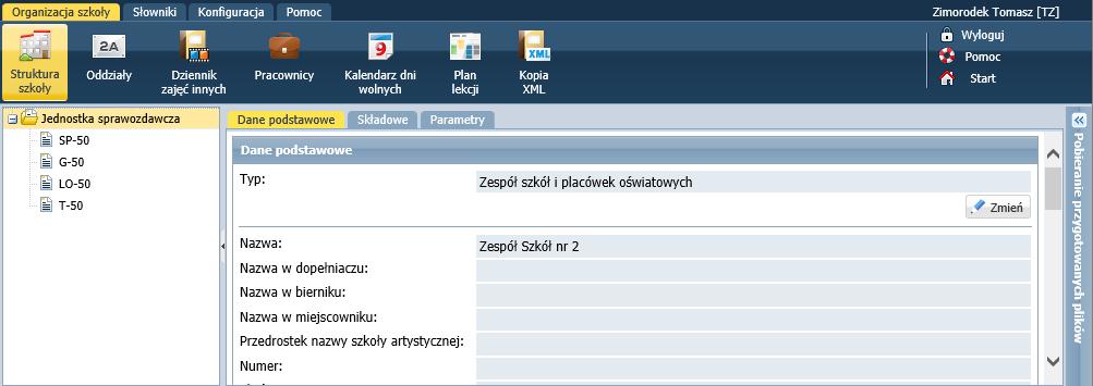 podczas zakładania konta). Opisywanie struktury szkoły 1. Uruchom moduł Administrowanie, klikając przycisk Administrowanie na stronie startowej.