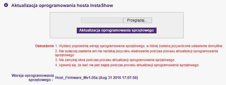 Każde urządzenie InstaShow Button posiada inny adres MAC, więc należy go sprawdzić na tabliczce znamionowej i wybrać adres MAC właściwego urządzenia InstaShow Button.