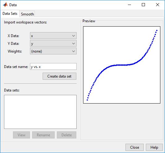 Aproksymacja GUI Interaktywne dopasowanie Data wprowadzenie danych >> x=linspace(-10,10,100)'; >>y=x.