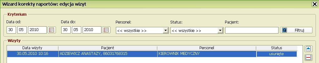 będzie więcej widoczne w historii wizyt, książce przyjęć ani statystyce.