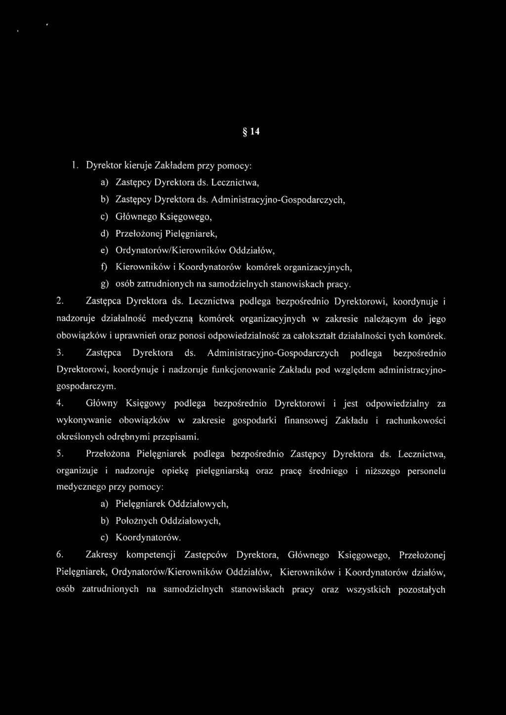 na samodzielnych stanowiskach pracy. 2. Zastępca Dyrektora ds.