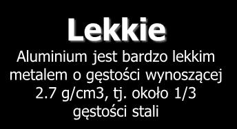 około 1/3 gęstości stali Wytrzymałe Aluminium stopione z