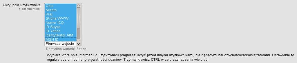 otrzymanym okienku przewijamy aż otrzymamy listę widoczną na rysunku poniżej, zaznaczamy z wciśniętym przyci skiem ctrl