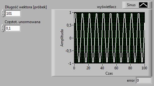 18 Laboratorium zerowe Matlab, LabView i narzędzia 2016-10-26 10:05 błędu generacji 14, połącz elementy 15 jak na (rys. 13) 0.3.2.2. Wyświetlanie wykresów widmo sygnału 1) Wizualizacja widma sygnału: zanim tego dokonasz zmień na panelu czołowym VIa (przykładu z rys.