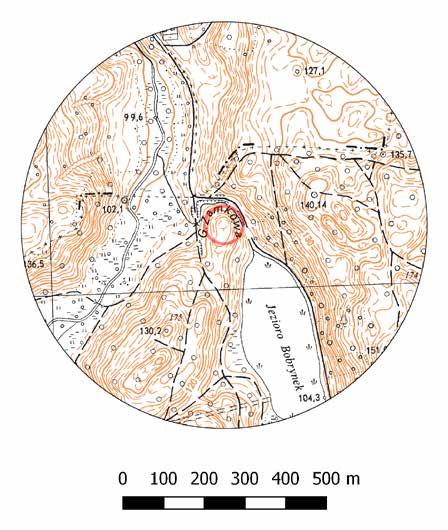 Grodzisko w Plichcie na mapie w skali 1:25000 (na