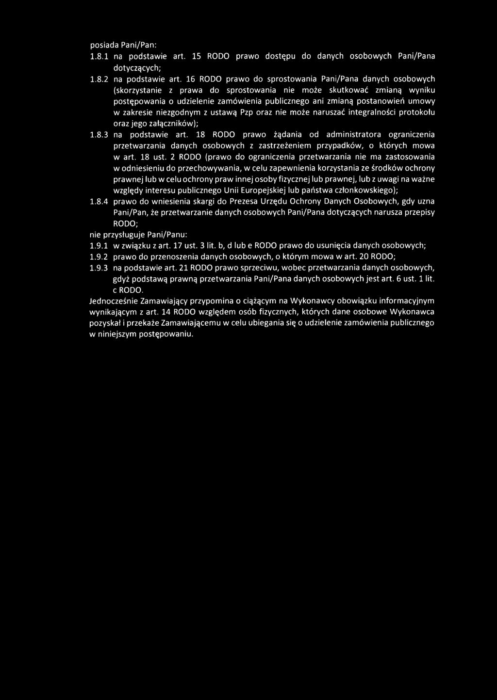 umowy w zakresie niezgodnym z ustawą Pzp oraz nie może naruszać integralności protokołu oraz jego załączników); 1.8.3 na podstawie art.