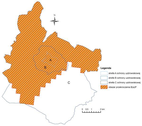 Jakość powietrza na obszarze podkarpackich uzdrowisk w 216 roku w zakresie SO 2, NO 2, PM1, PM2,5, b(a)p i ozonu Zgodnie z Wytycznymi Komisji Europejskiej do decyzji 211/85/UE, przekroczenia normy