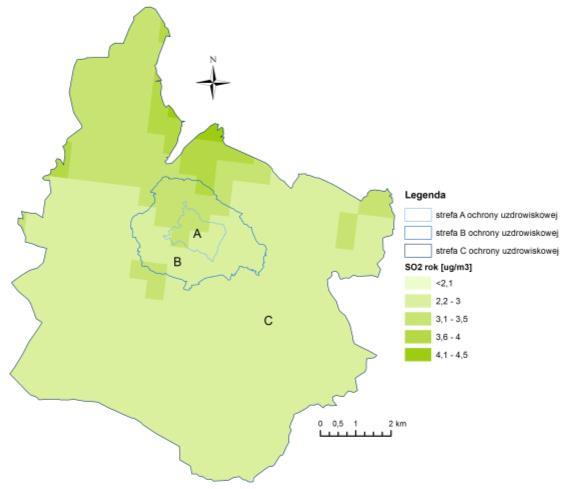 max. stężenia średnioroczne dwutlenku siarki [ug/m 3 ] Jakość powietrza na obszarze podkarpackich uzdrowisk w 216 roku w zakresie SO 2, NO 2, PM1, PM2,5, b(a)p i ozonu 1.