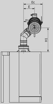 H2 467 478 480 Odsunięcie od króćca kotła E 167 178 185 Całkowite wysunięcie od króćca kotła Ec 305 315 320 Odsunięcie króćca kotła od