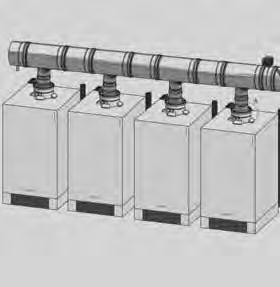System odprowadzania spalin dla kotłów wiszących Vitodens 200- pracujących w układzie kaskadowym Dane techniczne instalacja czterokotłowa Dane techniczne instalacja czterokotłowa Instalowanie i