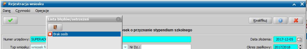 Uwaga! Istnieje możliwość zarejestrowania w systemie wniosku w trybie uproszczonym tj. z minimalnymi danymi.