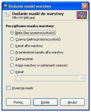 Teraz możemy zacząć malować na naszej masce, ale by móc to robić klikamy na ikonce maski, która pojawi się na palecie warstw tuż obok ikonki maskowanej warstwy.