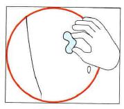 3) Przygotowanie miejsca wstrzyknięcia Wybrać miejsce wstrzyknięcia. Miejsce wstrzyknięcia powinno być fałdem skóry na brzuchu, około 5-10 cm poniżej pępka, po dowolnej stronie.