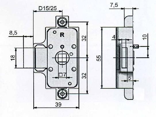 464405130 464405140 Gałka model 44, nikiel mat Sztanga