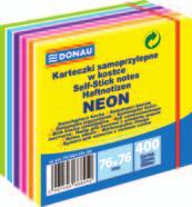 karteczek: 12 x 0 w rozmiarze 76 x 76 mm; gramatura: 70gsm ± 4%; możliwość przeklejania karteczek; klej usuwalny za pomocą wody;