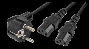 Kable zasilające IEC 320 C13 Kable zasilające Euro, IEC 320 C13, C19 KABEL ZASILAJĄCY CEE 7/7->IEC 320 KABEL ZASILAJĄCY CEE 7/7->2XIEC 320 C13 CA-C13C-10CC-0018-BK 1.