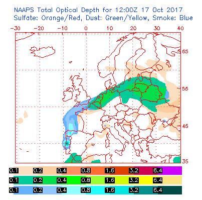 Załącznik nr 4 Strona 10 Rysunek 7. Mapa rozkładu aerozoli w dniu 17.10.2017 r.