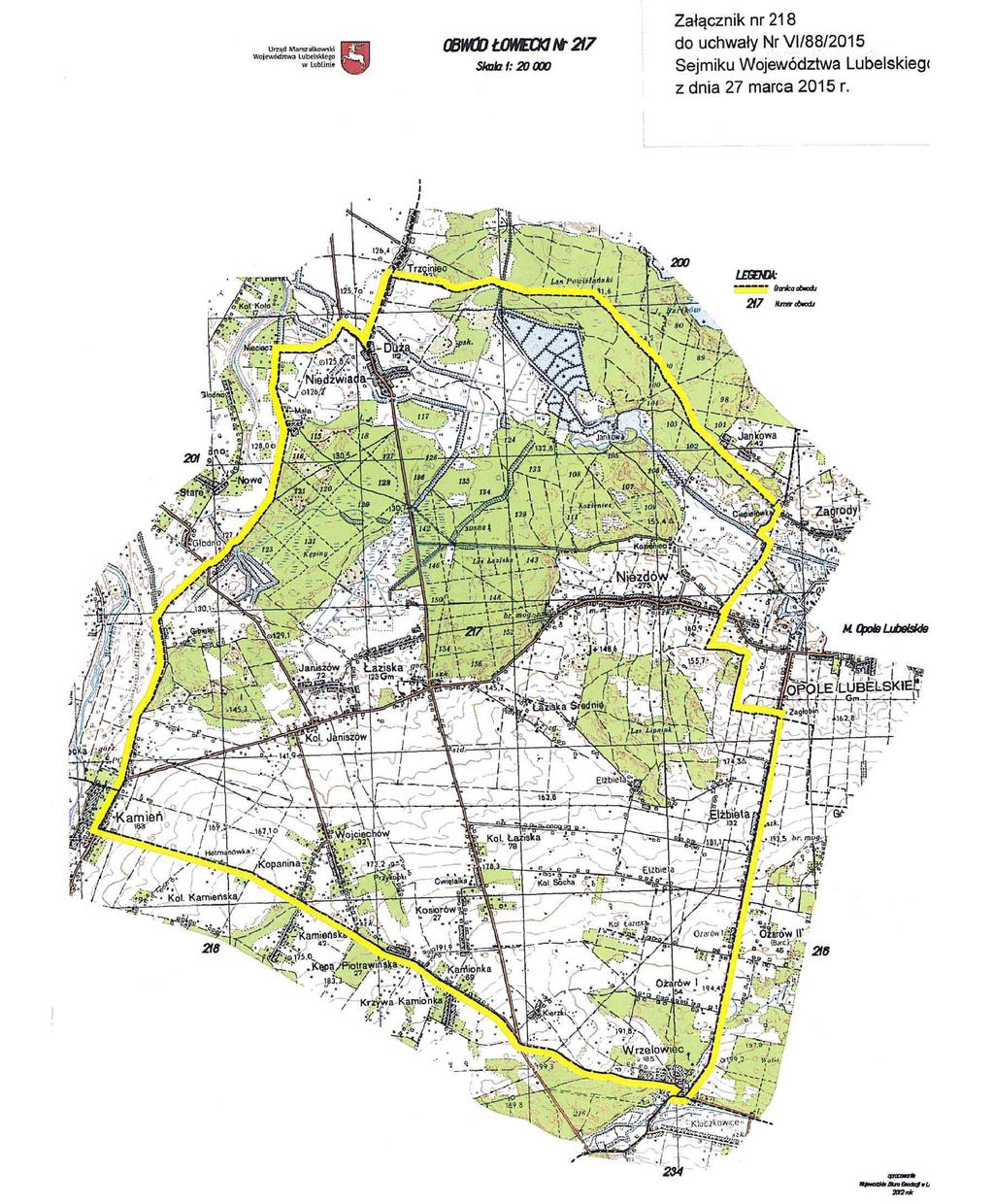 Obwód nr 218 (221) Nr stary nowy Opis granic łowieckiego Powierzchnia