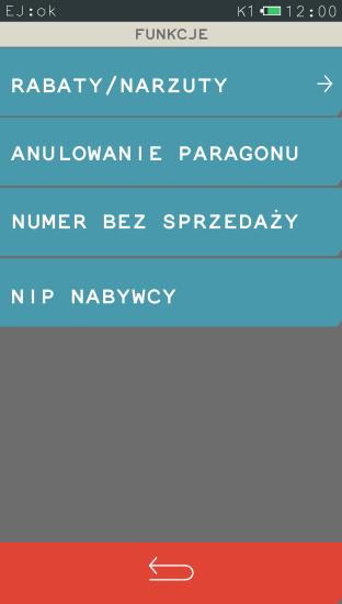 Menu FUNKCJE podczas wystawiania paragonu Menu FUNKCJE w podsumie paragonu Menu FUNKCJE poza trybem sprzedaży (kasjer-kierownik) Szczegółowy opis wszystkich funkcji dostępnych dla kasjera został