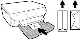 5. Wyciągnij przedłużenie zasobnika wyjściowego. Ładowanie kopert 1. Wyjmij podajnik papieru, rozsuń prowadnice papieru i wyjmij cały wcześniej włożony papier. 2.