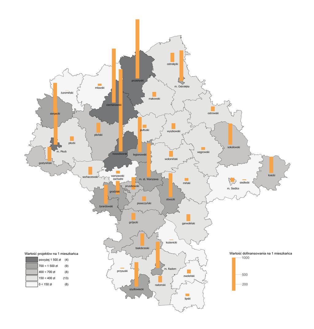 87 4. Podsumowanie Ryc. 58. Wartość projektów realizowanych w ramach RPO WM w 2015 r.