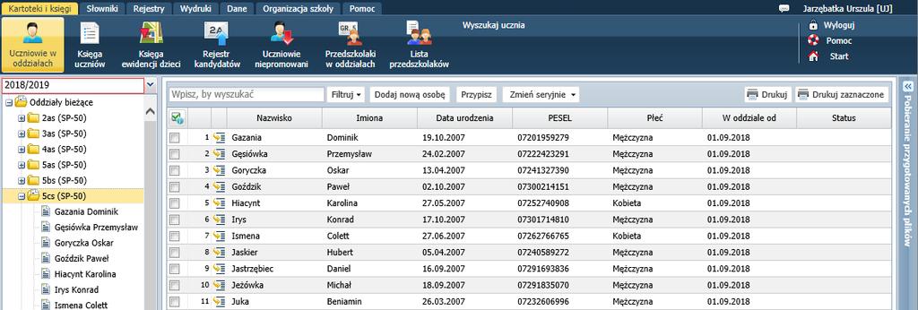 W polu Oddział wybierz oddział, do którego chcesz dopisać uczniów. W sekcji Uzgodnij nazwy dokonaj uzgodnienia nazw wykazanych elementów lub zaznacz opcje Pomiń.