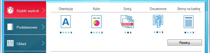 Drukowanie z komputera > Drukowanie z komputera Ekran ustawień drukowania w sterowniku drukarki W oknie dialogowym ustawień drukowania sterownika drukarki można skonfigurować różne ustawienia