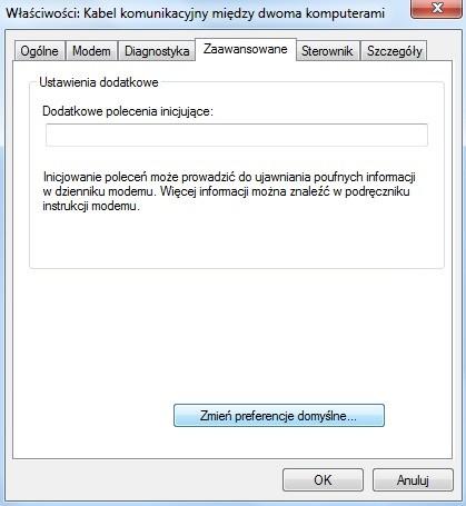 Okno właściwości modemu zakładka Ogólne.
