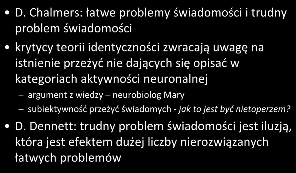 problem świadomości D.