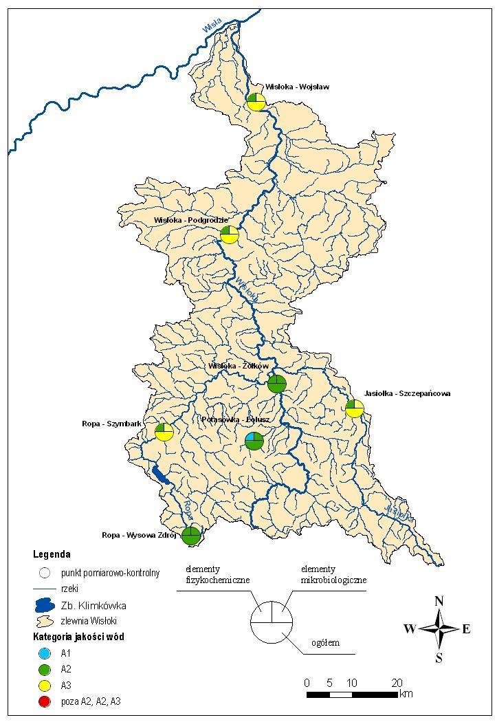 Mapa. Ocena jakości wód ujmowanych do