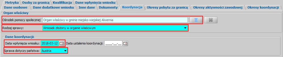 dzieci, na które jest wnioskowane świadczenie, pozostali członkowie rodziny), oznaczenie sprawy dokonaj powiązania wniosku ze sprawą zarejestrowaną w ramach pkt 1. dane koordynacji, tj.