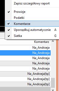 Jeśli włączymy Komentarze do historii rachunku, wszystkie transakcje