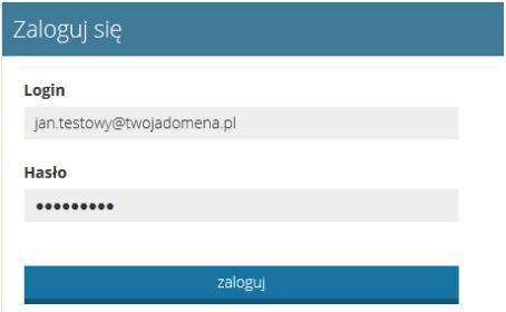 7. Jeżeli jest to nasza kolejna wizyta wypełniamy formularz ZALOGUJ SIĘ podając jako login adres e-mail oraz hasło i klikamy w przycisk