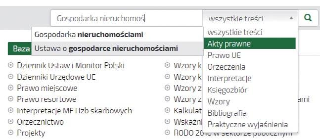 2 Jak szybko odnaleźć akt prawny? W okno wyszukiwarki należy wpisać frazę poszukiwanego aktu prawnego. Można skorzystać z podpowiedzi kontekstowych. Następnie należy kliknąć ikonę Szukaj.