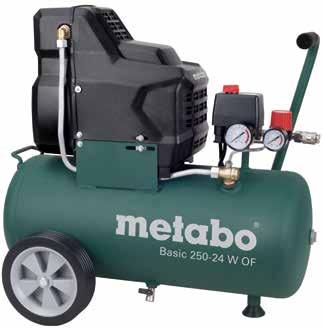 Sprężarki Metabo: wytrzymałe, wydajne, niezawodne Basic 250-24 W OF Basic 250-50 W OF Plecak Metabo Sprężarka tłokowa bezolejowa.