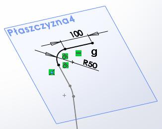 Definiowanie Płaszczyzny4 przechodzącej przez odcinek f i prostopadłej dl Płaszczyzny3 Na Płaszczyźnie4 rysujemy najpierw Łuk trzypunktowy, rys, 19.