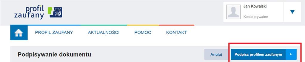 System poprosi Cię o potwierdzenie podpisu poprzez specjalny kod autoryzacyjny.