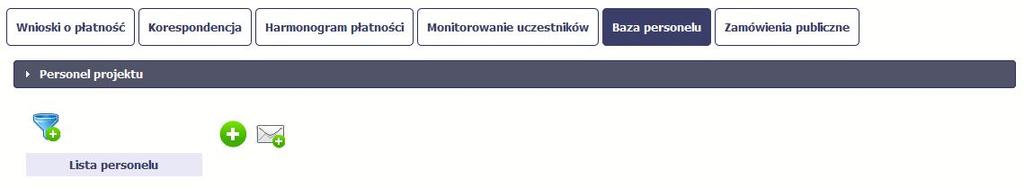 Po wyborze funkcji Dodaj personel system prezentuje następujące pola: Pole jest uzupełniane automatycznie, zgodnie z czynnościami dokonywanymi przez Ciebie lub instytucję odpowiedzialną za