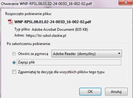 Ręczne wysłanie wniosku o płatność do SEKAP 1. Pobierz plik PDF wniosku o płatność i zapisz go na dysku komputera. UWAGA!