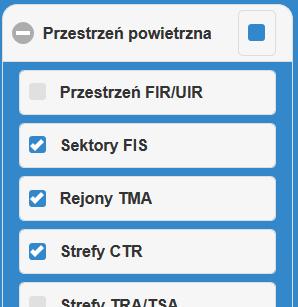 W górnej części okna można rozwinąć listę elementów przestrzeni jakie również znajdują się w tej