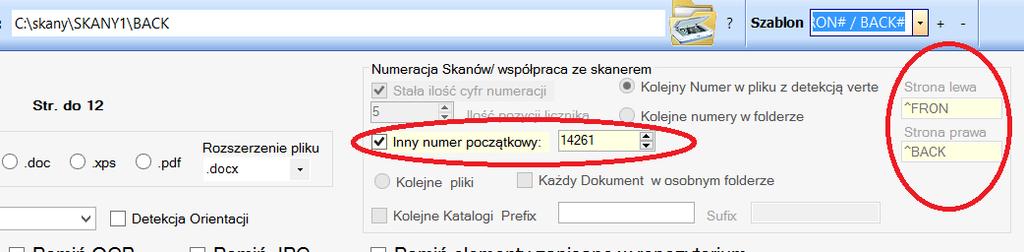 Po wyborze pliku program automatycznie odczyta numer z nazwy pliku skanu: poprzez wycięcie prefiksu na