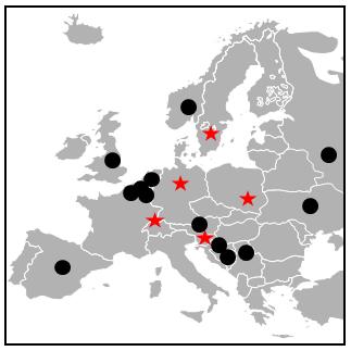 Logistyka - nauka Rys. 2. Rozmieszczenie magazynów lokalnych firmy X w Europie (stan na 31 sierpnia 2009 r.) Źródło: Materiały własne firmy X Rys. 3. Rozmieszczenie magazynów lokalnych firmy X w Europie (stan na 31 stycznia 2011 r.