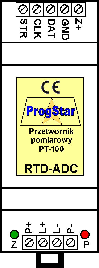 1. Opis ogólny i rozmieszczenie wyprowadzeń Przetwornik RTD-ADC przeznaczony jest do wykonywania pomiarów temperatury z wykorzystaniem rezystancyjnego czujnika platynowego.