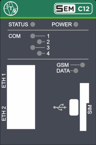 .2. Moduł C12 / modem GSM Moduł centralny sterownika i modem GSM SEM C12 jest modułem głównym sterownika Smart Grid.