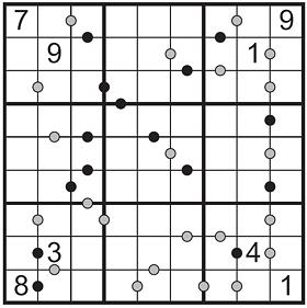 oraz even-odd Sudoku (w pola oznaczone literą E należy wpisać cyfry parzyste [ang.