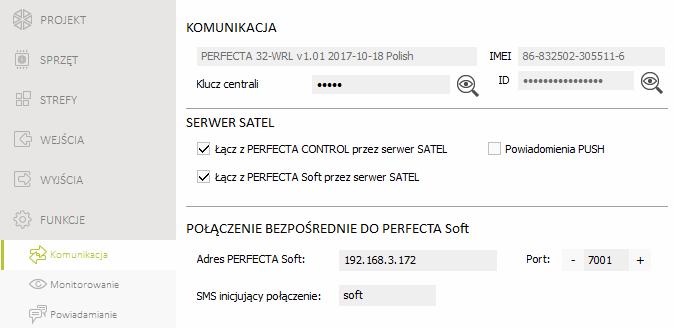 34 PERFECTA SATEL PERFECTA SOFT a centralą alarmową jest możliwa, gdy w programie i centrali klucze są identyczne.