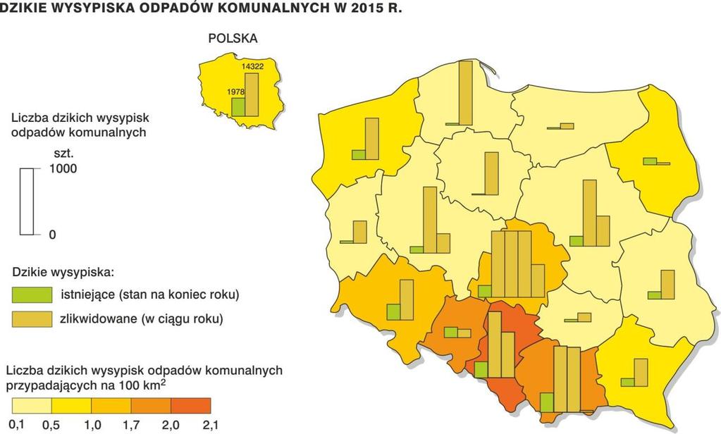 tys. ton odpadów komunalnych (mniej