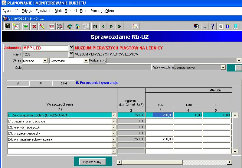 12. Sprawozdanie Rb-UZ roczne sprawozdanie uzupełniające o stanie zobowiązań wg tytułów dłużnych UWAGA!